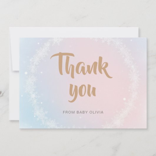 Kerstpastel Winter Snowflake Baby shower Bedankkaart (Voorkant)