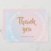 Kerstpastel Winter Snowflake Baby shower Bedankkaart (Voorkant / Achterkant)
