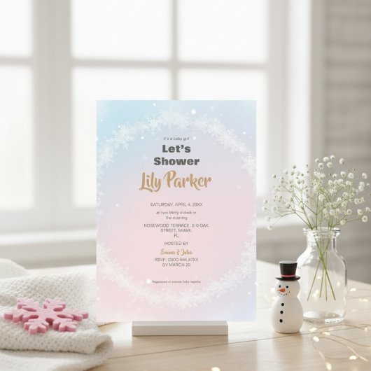 Kerstpastel Winter Snowflake Baby shower Kaart