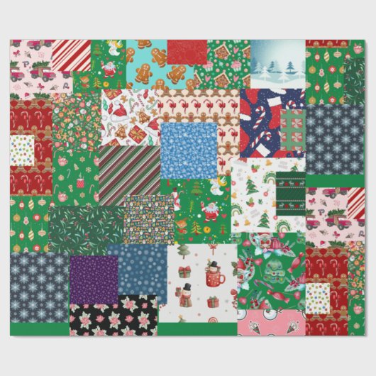kerstpatchwork, gemengde kleur cadeaupapier (Vlak)