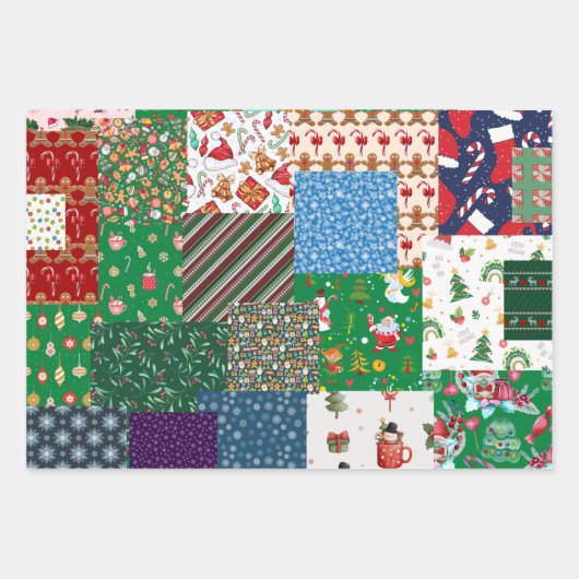 kerstpatchwork, gemengde kleur inpakpapier vel (Voorkant 2)