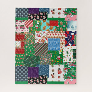kerstpatchwork, gemengde kleur legpuzzel