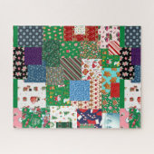 kerstpatchwork, gemengde kleur legpuzzel (Horizontaal)