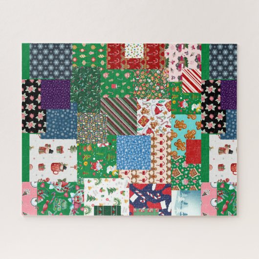 kerstpatchwork, gemengde kleur legpuzzel (Horizontaal)