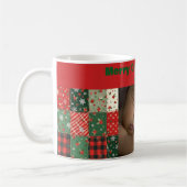 Kerstpatchwork groene rode foto koffiemok (Links)