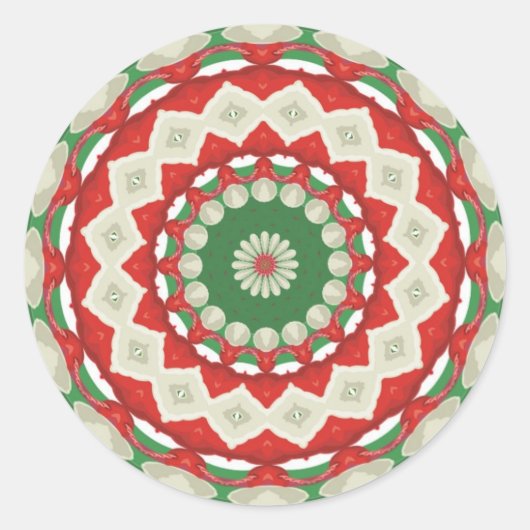 kerstpatchwork ronde sticker (Voorkant)
