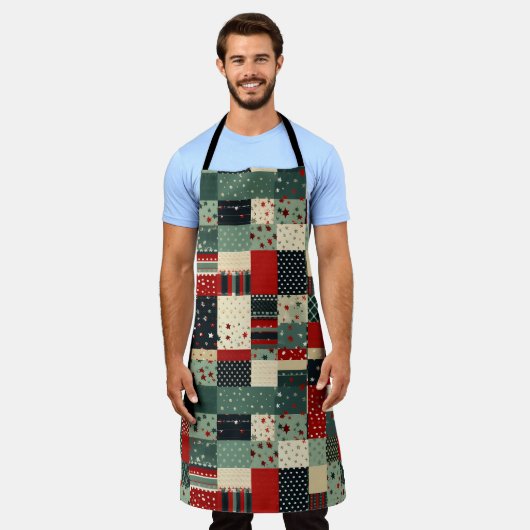 kerstpatchwork schort (Gedragen)