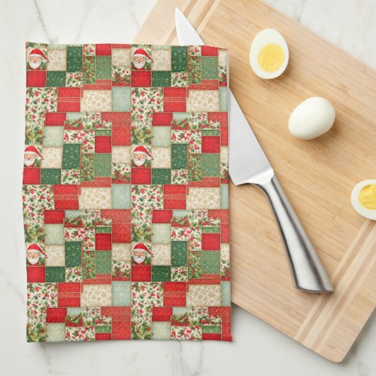 kerstpatchwork theedoek (Quarter Fold)