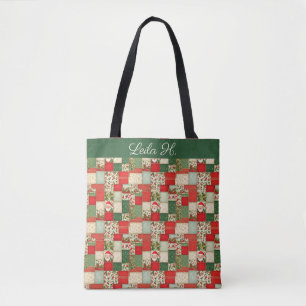 kerstpatchwork tote bag