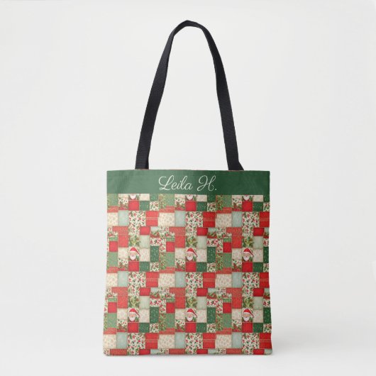 kerstpatchwork tote bag (Voorkant)
