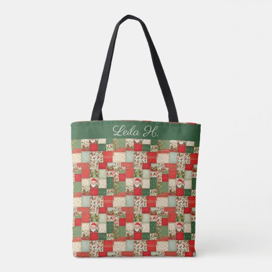 kerstpatchwork tote bag (Achterkant)