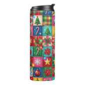 KERSTPATCHWORK-UITERLIJK IN HELDE KLEUREN THERMOSBEKER (Gedraaid links)