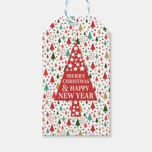 Kerstpatronen - kerstboom cadeaulabel (Voorkant)