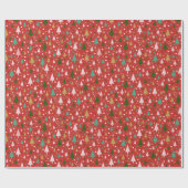 Kerstpatronen - landschap van kleurrijke bomen cadeaupapier (Vlak)