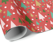 Kerstpatronen - landschap van kleurrijke bomen cadeaupapier (Rol Hoek)