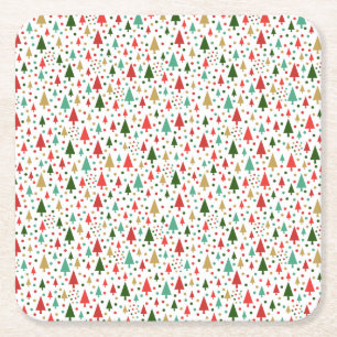 Kerstpatronen - landschap van kleurrijke bomen kartonnen onderzetters