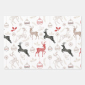 Kerstpatronen rendierlijk inpakpapier vel (Voorkant)