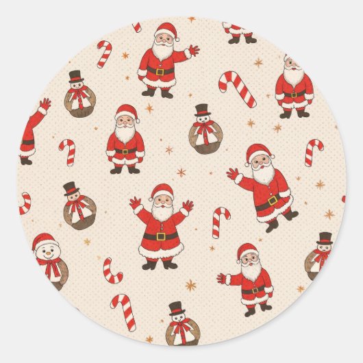Kerstpatronen Ronde Sticker (Voorkant)