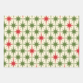 Kerstpatronen van 1950 in Retro Red Green Cream Inpakpapier Vel (Voorkant 3)