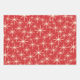 Kerstpatronen van 1950 in Retro Red Green Cream Inpakpapier Vel
