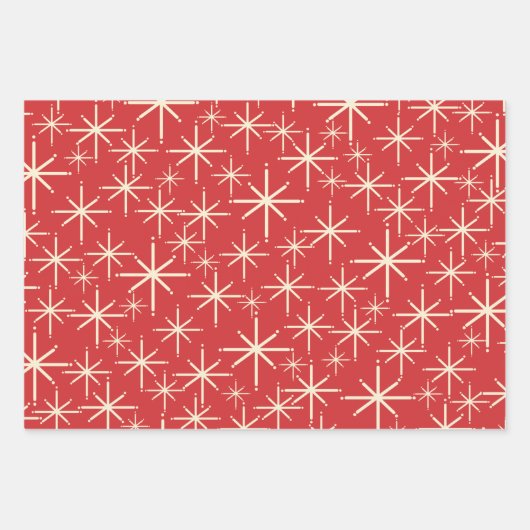Kerstpatronen van 1950 in Retro Red Green Cream Inpakpapier Vel (Voorkant)
