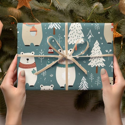 kerstpatronen voor Beer Cadeaupapier