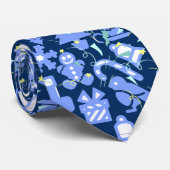 Kerstpatroon 07.nbg D Blauw BG Stropdas (Opgerold)