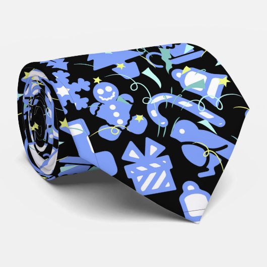 Kerstpatroon 07.nbg Zwart BG Stropdas (Opgerold)