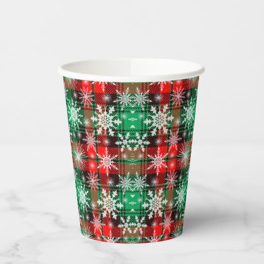 kerstpatroon 1 geplakt en snowflakes papieren bekers (Links)