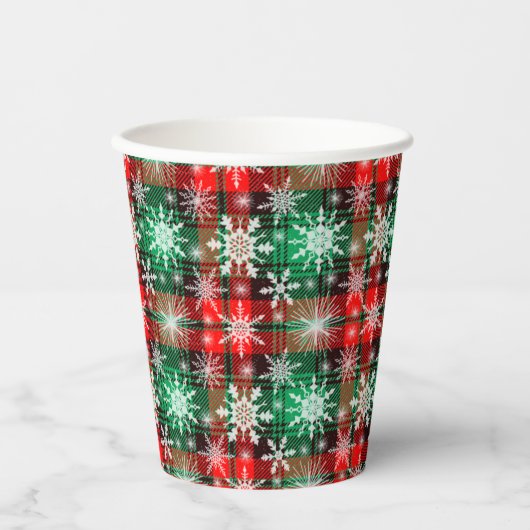 kerstpatroon 1 geplakt en snowflakes papieren bekers (Voorkant)