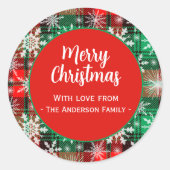 kerstpatroon 1 geplakt en snowflakes ronde sticker (Voorkant)