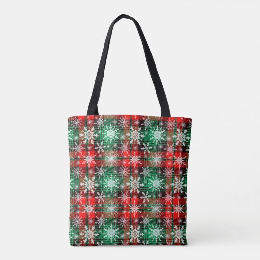kerstpatroon 1 geplakt en snowflakes tote bag (Achterkant)