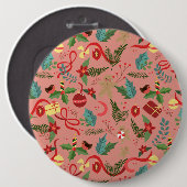 Kerstpatroon 2 ronde button 6,0 cm (Voorkant /achterkant)