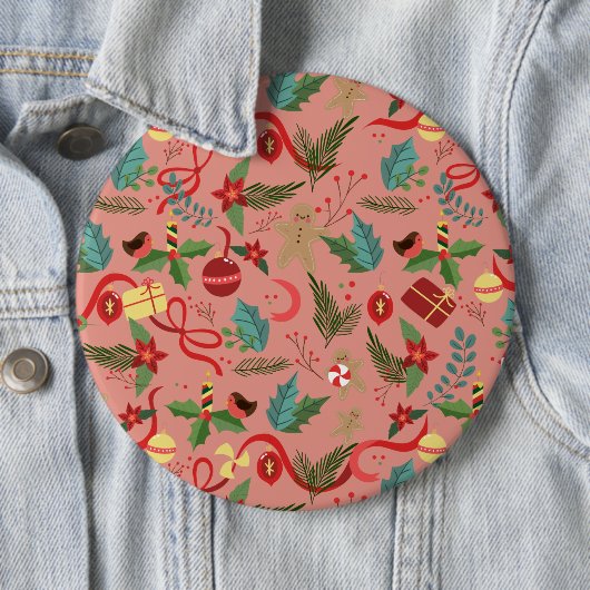 Kerstpatroon 2 ronde button 6,0 cm (In situ)