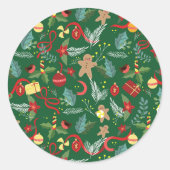 Kerstpatroon 5 ronde sticker (Voorkant)