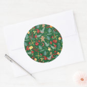 Kerstpatroon 5 ronde sticker (Envelop)