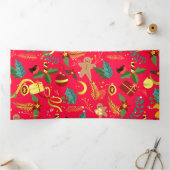 Kerstpatroon 6 drieluik wenskaart (Binnen)