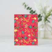 Kerstpatroon 6 feestdagenkaart (Staand voorkant)