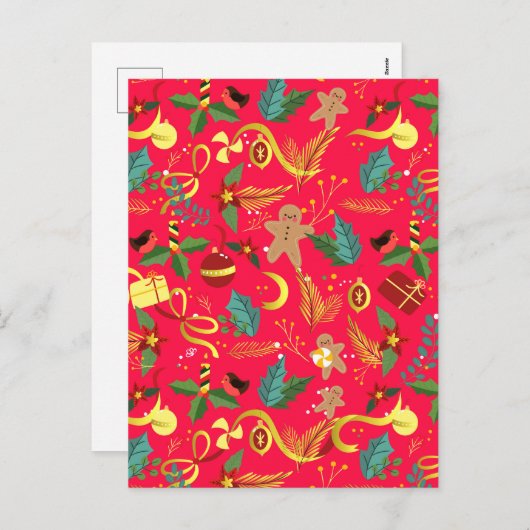 Kerstpatroon 6 feestdagenkaart (Voorkant / Achterkant)