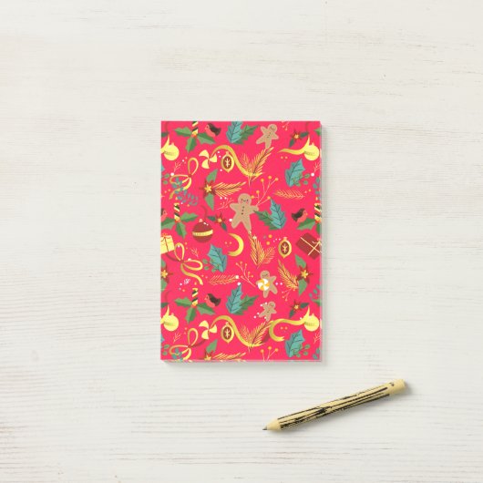 Kerstpatroon 6 post-it® notes (Op bureau)