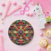 KERSTPATROON ~ Bloem ~ Rood Groen Goud ~ Papieren Bordje (Feest)