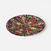 KERSTPATROON ~ Bloem ~ Rood Groen Goud ~ Papieren Bordje (Gekanteld)