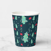 kerstpatroon, bomen en heilig; papieren bekers (Links)