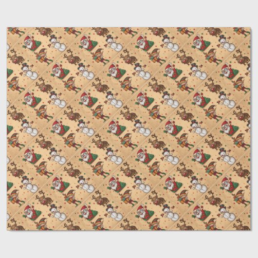  kerstpatroon cadeaupapier (Vlak)