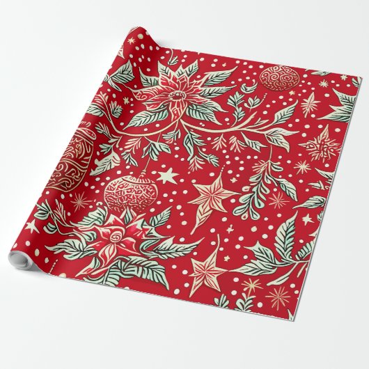 kerstpatroon cadeaupapier (Uitgerold)