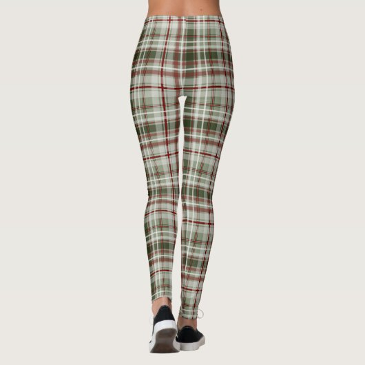 Kerstpatroon cranberry en houten tartan plaid leggings (Achterkant)