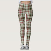 Kerstpatroon cranberry en houten tartan plaid leggings (Voorkant)