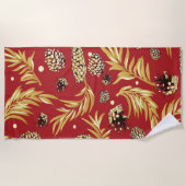 Kerstpatroon, dennen sneeuw 3 strandlaken (Voorkant)