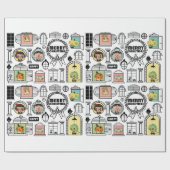 Kerstpatroon Dierenvensterontwerp Cadeaupapier (Vlak)