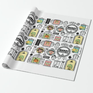 Kerstpatroon Dierenvensterontwerp Cadeaupapier